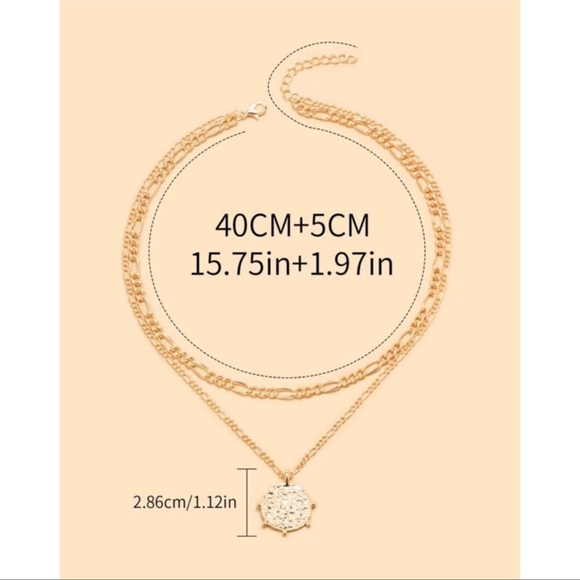 Anthropologie Minimalist Layered Italian Grecian Coin Pendant Gold Necklace - Picture 4 of 4